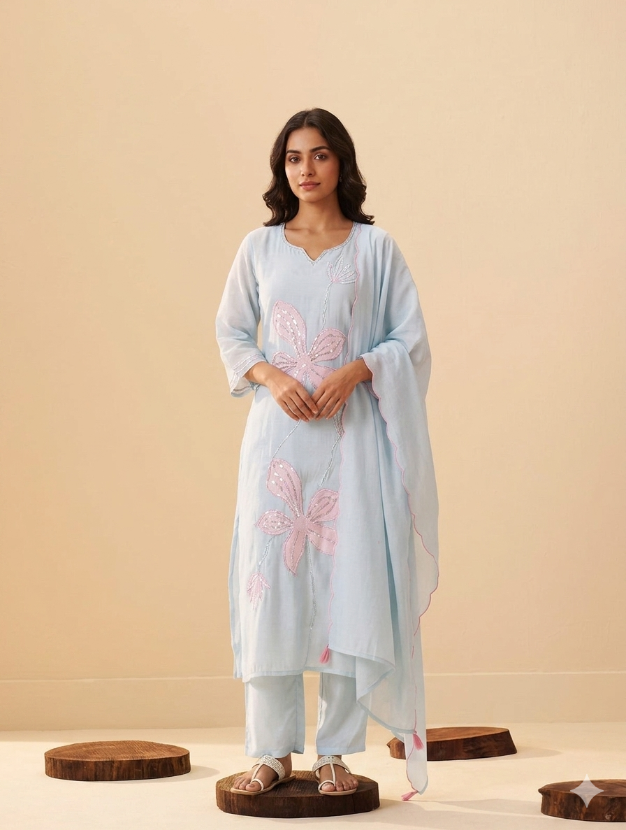 Pastel Sky Serenity Three Piece Suit