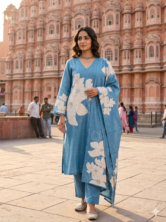 Ocean Bloom: Elegance in Every Thread