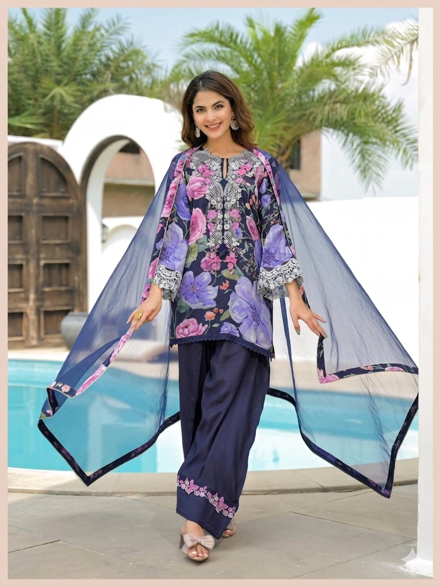 Royal Indigo Garden Shalwar Kameez