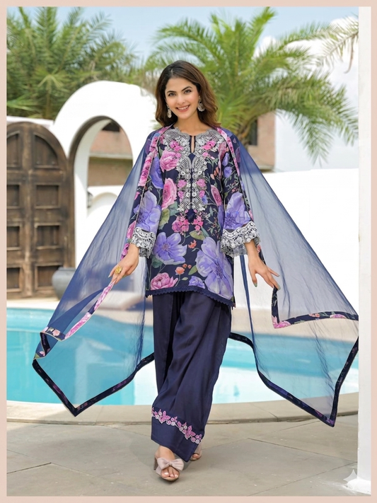 Royal Indigo Garden Shalwar Kameez